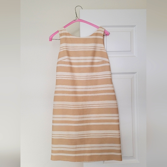 Banana Republic Dresses & Skirts - Banana Republic Tan and Cream Striped Boatneck Shift Dress, Size 2